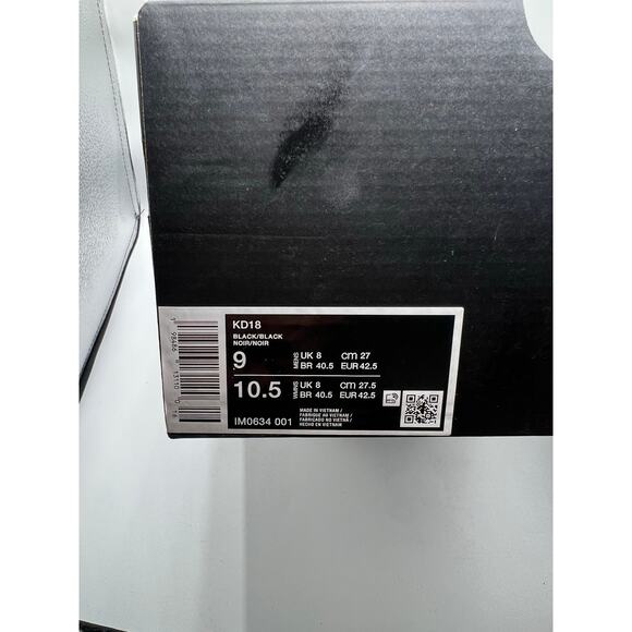 Nike KD18 “Black/Black” size 9 men’s